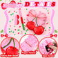 Feifeiya Coquette Pink Bow Cherry Piñata Bundle with Blindfold, Bat & Confetti - Perfect for Girls Birthday Party Supplies