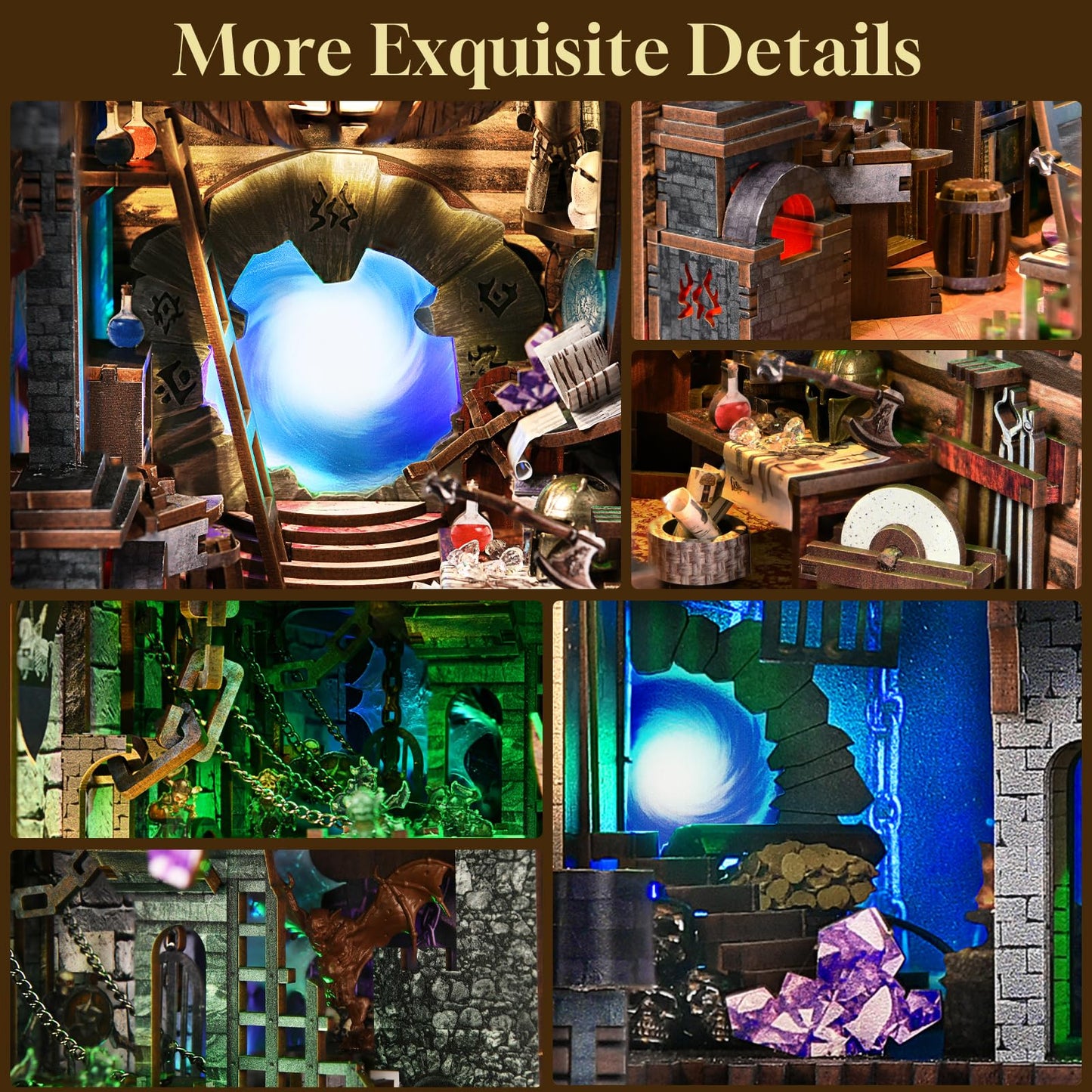 MiniCity Book Nook Kit  DIY Miniature Dollhouse Booknook Kit with Led Light and Dust Cover (cutting edge and Magic)