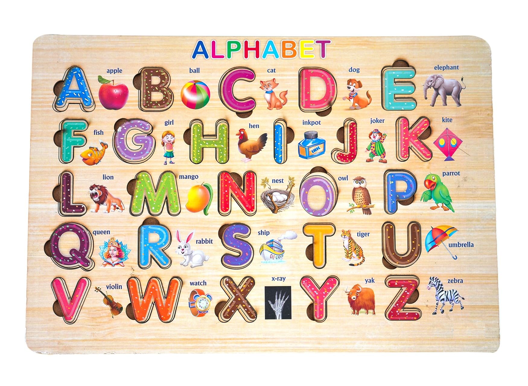 Paperpilot Wooden Learning Educational Puzzle Set For Kids | Puzzle Toys For Kids | English Alphabet Puzzle | Alphabets For Kids