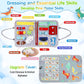 Esjay Toddler Busy Board Montessori Toys, Sensory Board Educational Activities For Learning Fine Motor Skills, Gifts For Girls Boys Toddlers, Travel Toys For Airplane Car,Grey Dinosaur
