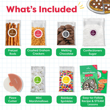 BAKETIVITY No-Bake Dessert Pizza Kids Baking Kit & STEAM Lesson | STEAM Focused Kids Pizza Party Baking Set | No-Bake Recipe wit