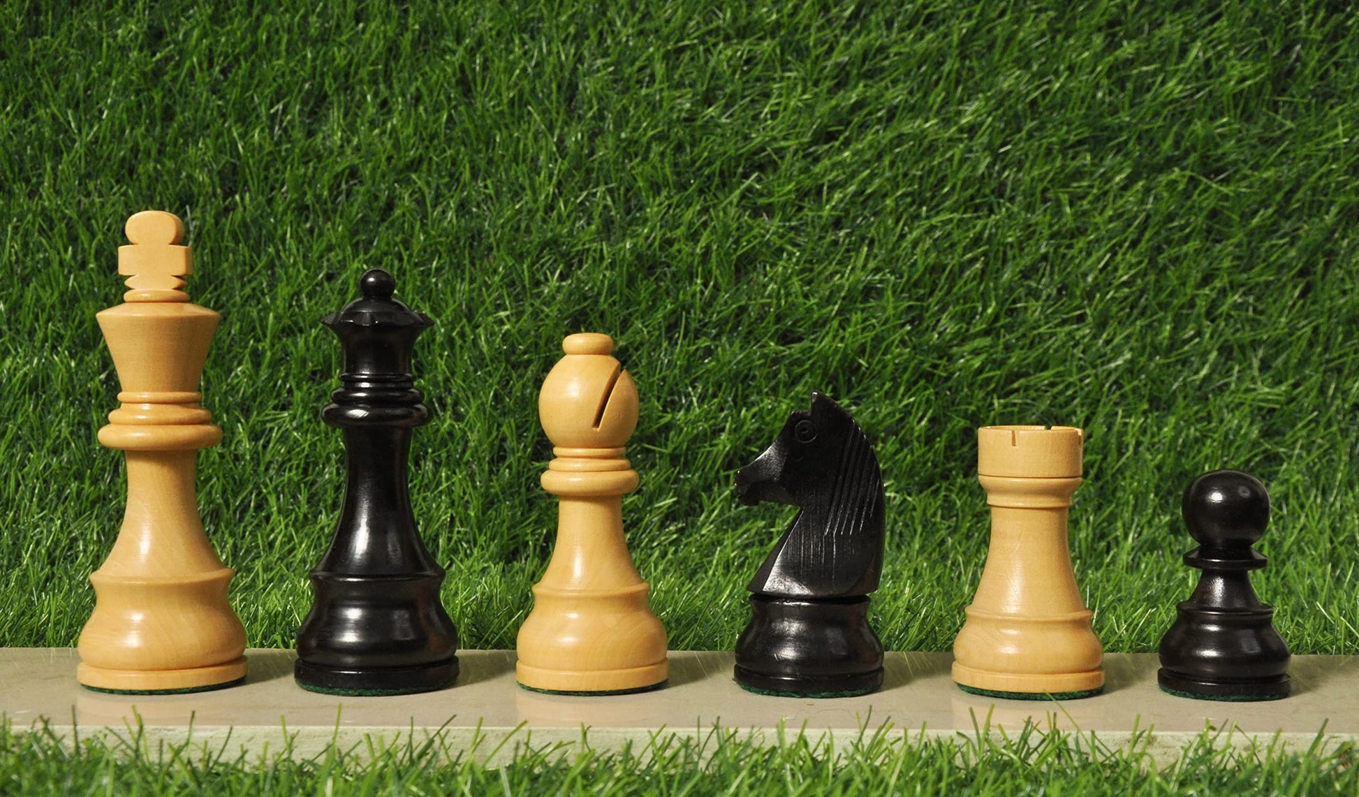 Palm Royal Handicrafts 3.75 Inches Wooden Chess Pieces Only 32 Chessmen And 2 Extra Queens Made Of Boxwood And Ebonized Wood For