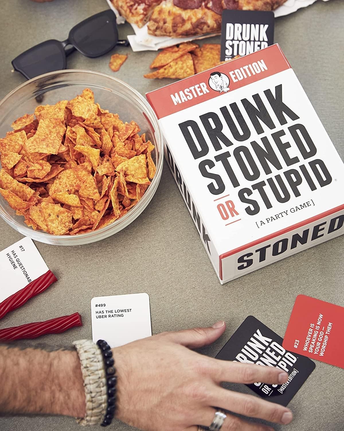 DSS Games Drunk Stoned or Stupid Master Edition | Party Card Game | 550 Prompt Cards | Fun for Adults | Ages 17+ | White | Model 91902