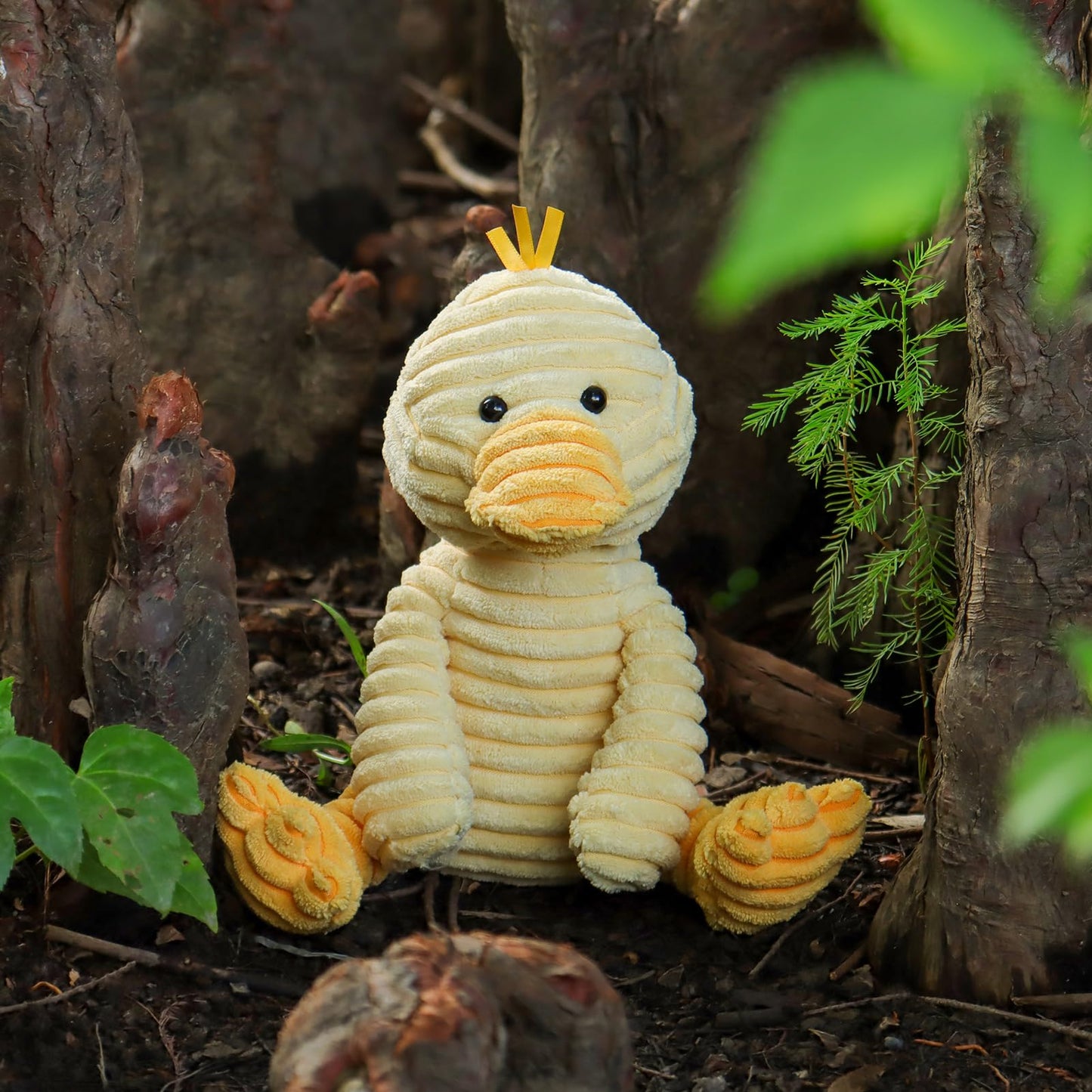 Apricot Lamb Plush Corduroy Duck Stuffed Animal, Soft Cuddly Toy, 8.5 Inches, Small, Perfect for Children