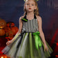 Obeeii Kids Girls Halloween Costume Black White Stripe Tulle Tutu Dress With Headband Set Little Girls Carnival Fancy Dress Blac