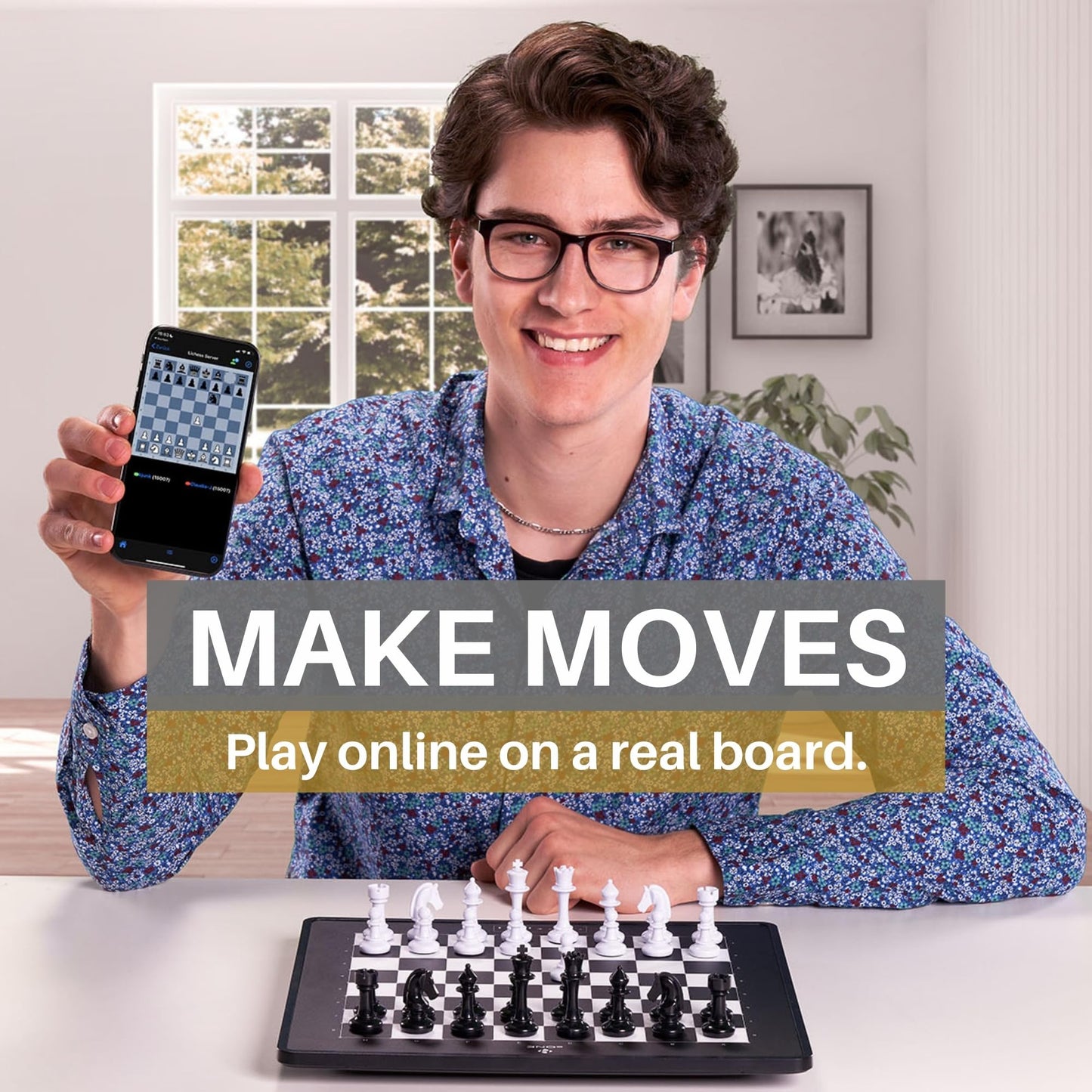 MILLENNIUM Electronic Chess Board Set - USB/Bluetooth, AI Moves, 12" LCD Display, Plastic, Model M841