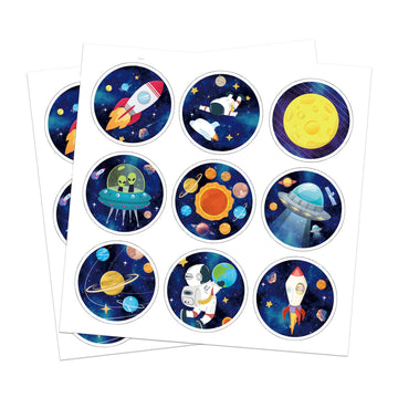 Space Stickers 180 Pcs Round Space Planet Sticker Kit Alien Ufo Decoration Space Party Supplies Rocket Favors
