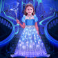 G.C Girls Light Up Elsa Costume Dress Princess Dress Up Clothes With Cape Toddler Kids Wig Crown Halloween Cosplay