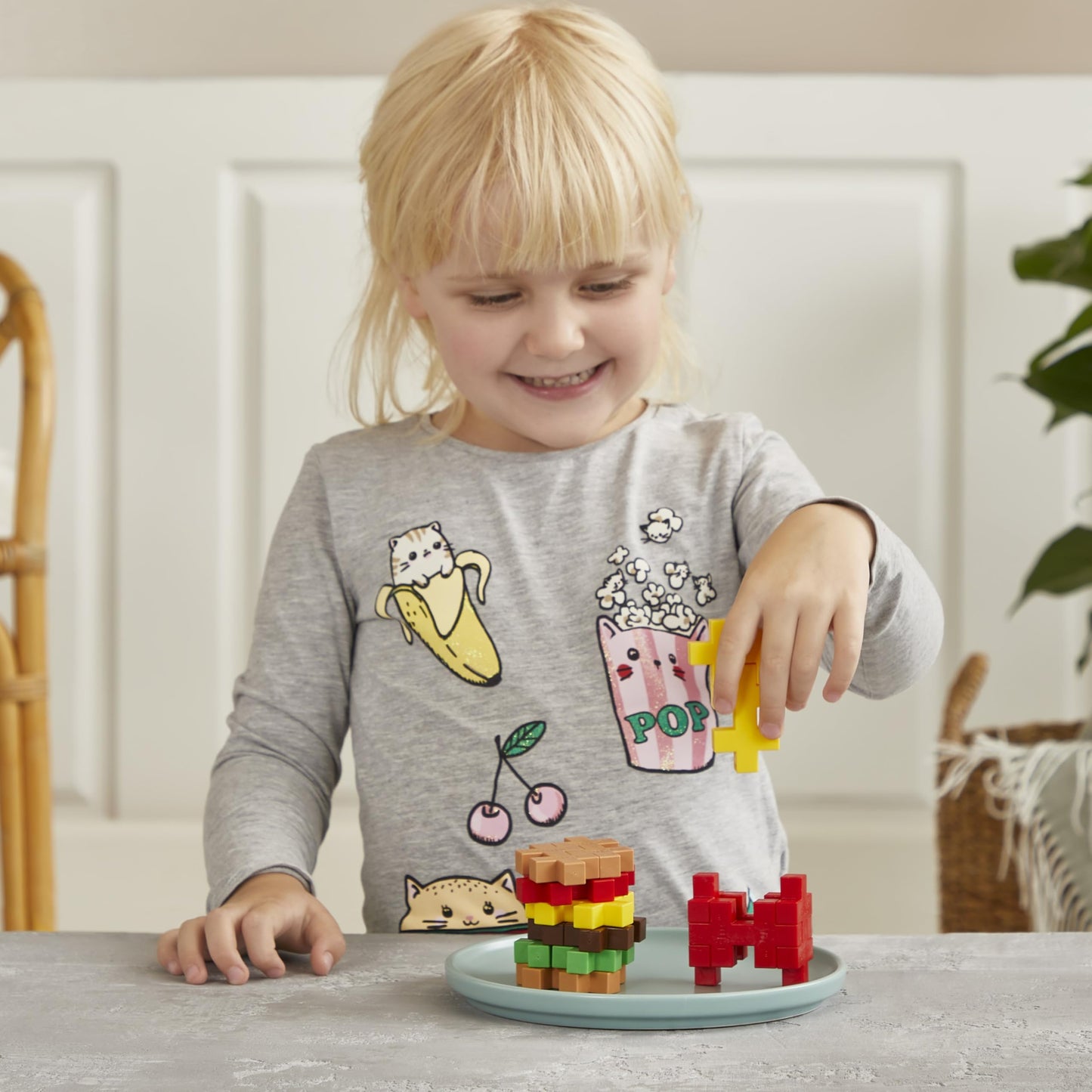 Plus Plus - Big Activity Set, Food, 50 Piece - Construction Building Stem Toy, Interlocking Large Puzzle Blocks For Toddlers And