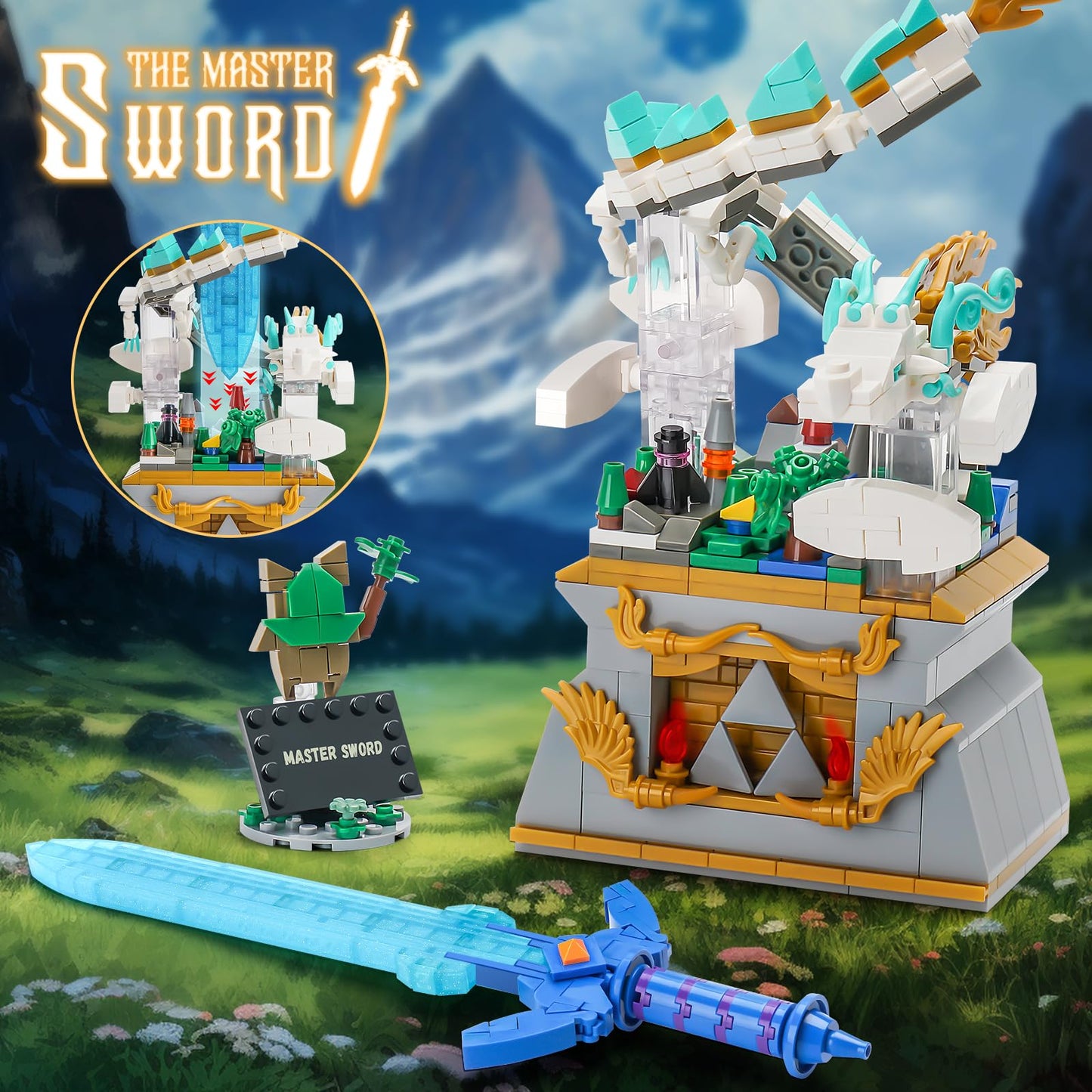 Sillbird Glowing Master Sword Building Blocks Set, 677pcs, Colorful, 12"x8"x2", Model CA-I92211, Perfect Gift for Link Fans Ages 8-12