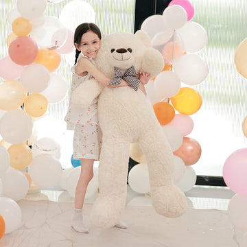 Poutmac 55 Inch Giant Teddy Bear Stuffed Animal White Big Plush Teddy Bear Valentine'S Gift For Girlfriend Soft Stuffed Bear Ani