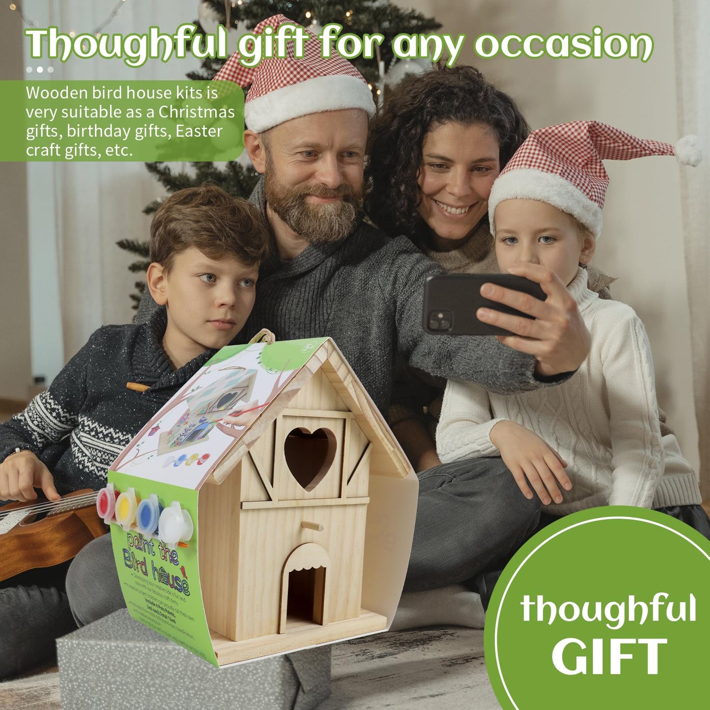 Diy Wooden Birdhouse Painting Kit For Kids, Bird House To Paint Set,Wood Arts And Crafts For Children,Ages 3-12 Build Your Own B