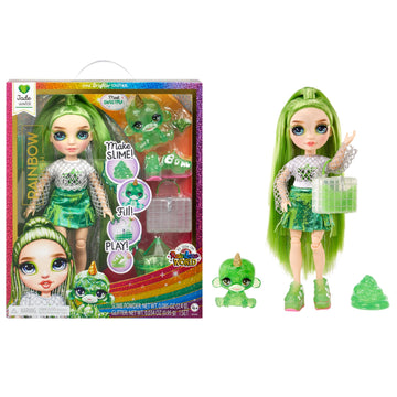 Rainbow High Jade, Green With Slime Kit & Pet, 11' Shimmer Posable Fashion Doll With Diy Sparkle Slime, Magical Yeti Pet. Fun Play Accessories, Great Toy Gift For Girls Kids Ages 4-12 Years