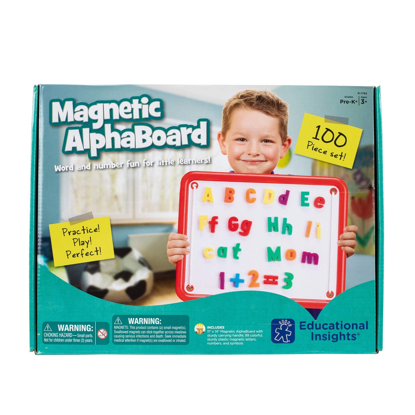 Educational Insights Magnetic Alphaboard Kit, Includes 72 Magnetic Letters And 27 Math Symbols And Numbers, Magnetic Alphabet & Magnetic Numbers, Ages 4+