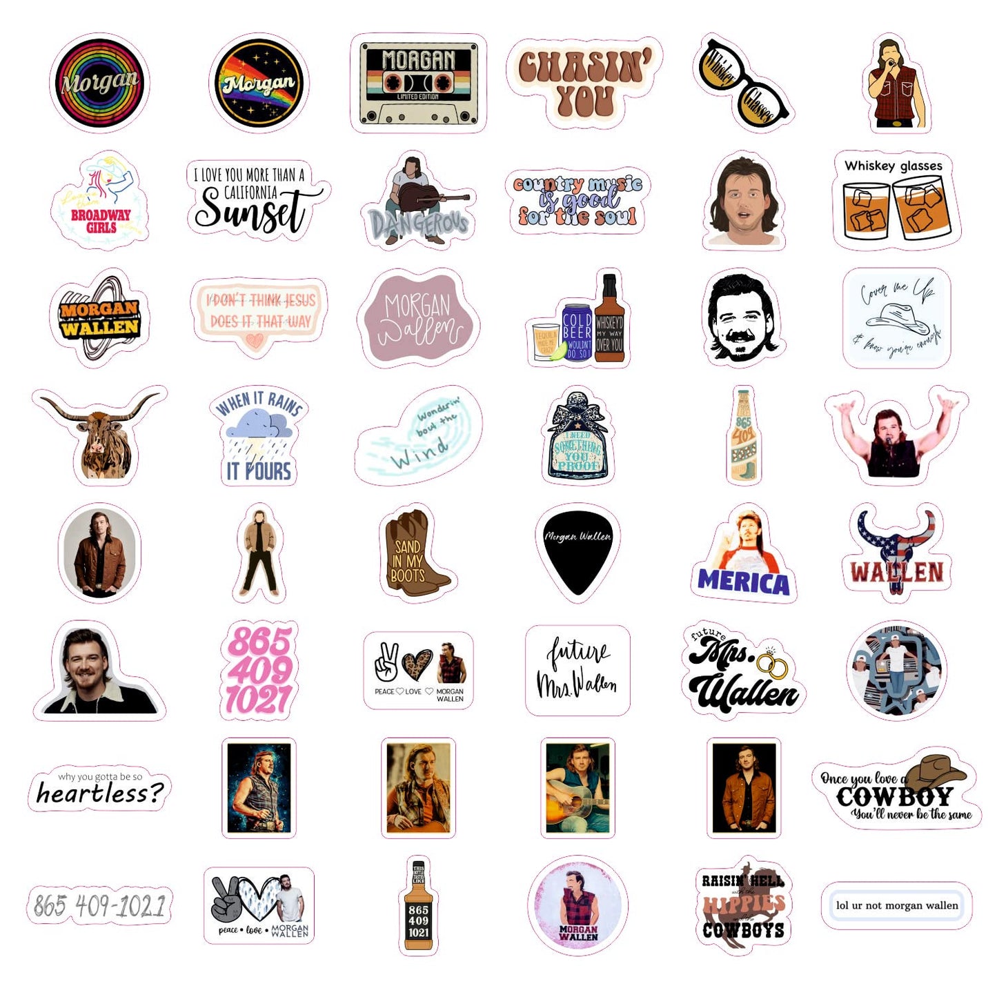 100Pcs Country Singer Stickers - Country Music Merch, Country Singer Merchandise - Waterproof Music Stickers For Phone Cases And