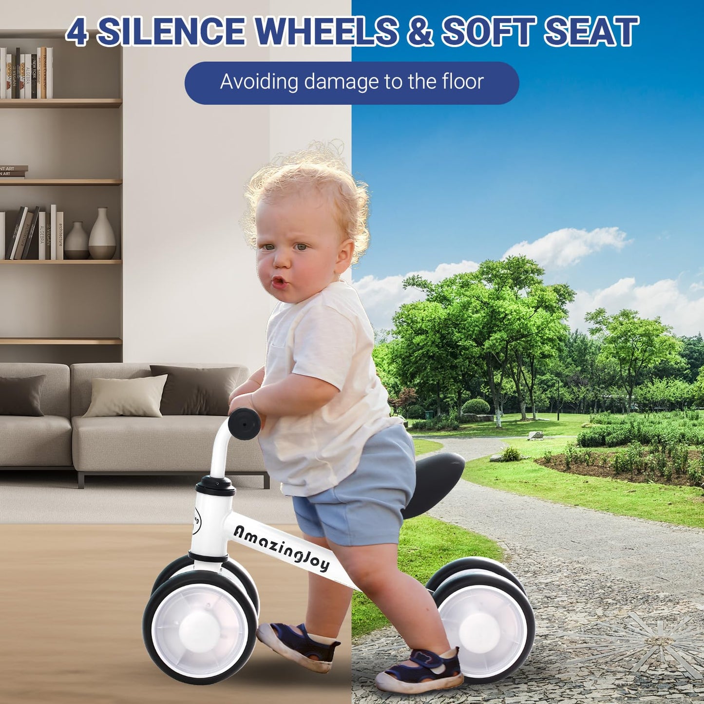 Balance Bike for 1 Year Old Boys Girls Colorful Lighting Baby Balance Bike Toys First Ride on Toys 10-24 Month Toddler 12-24 Mon