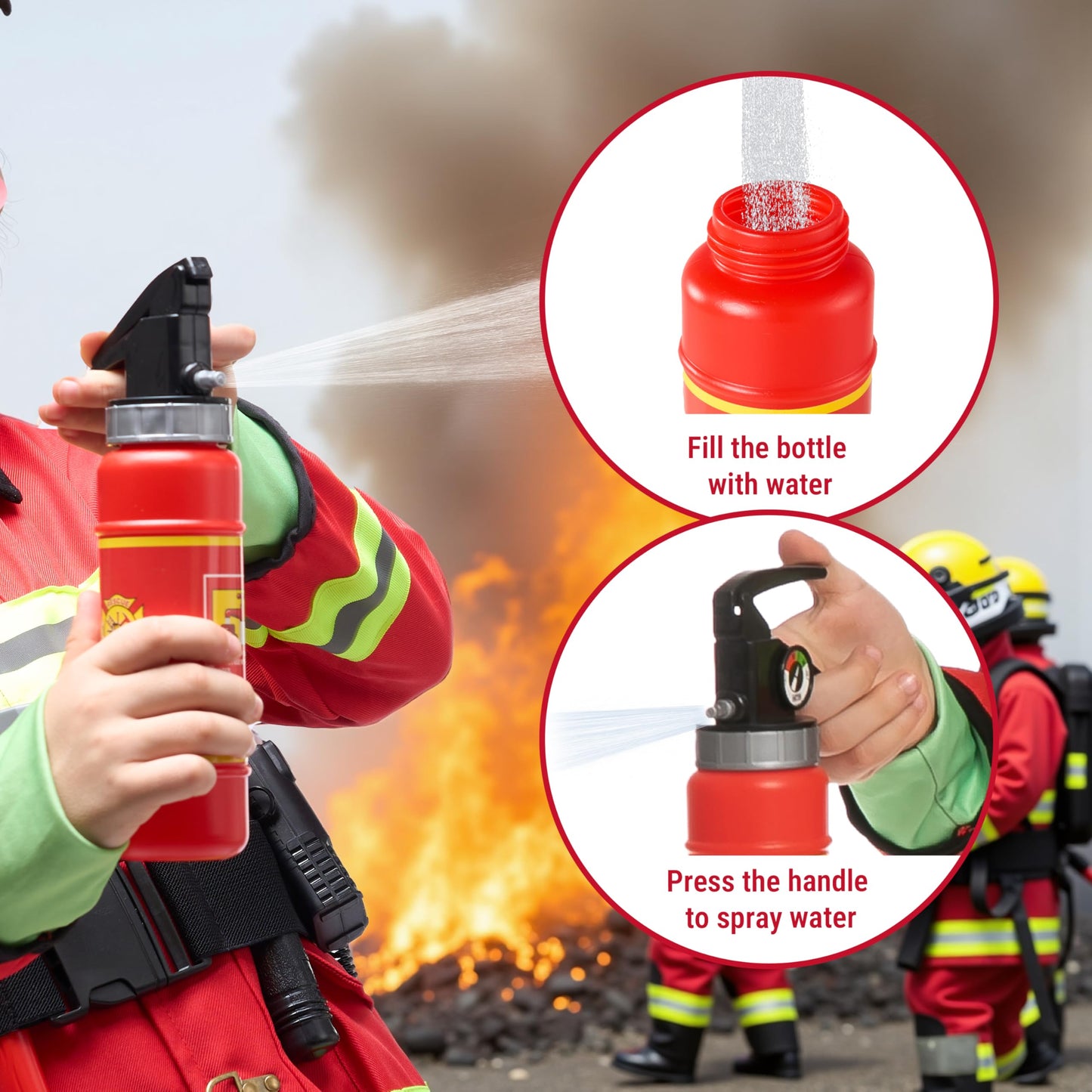 Spooktacular Creations Halloween Boys Fireman Costume  Firefighter Costume for Kids  Red Toddler Fireman Jumpsuit Accessories Set for Dress-up and Roleplay Party (Large  10-12 yrs)