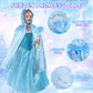 Ayrvocy Elsa Princess Dress Up Set With Frozen Toys For Girls - Includes Snowflake Wand, Real Makeup Kit, Elsa Cape, Wig, Mask,