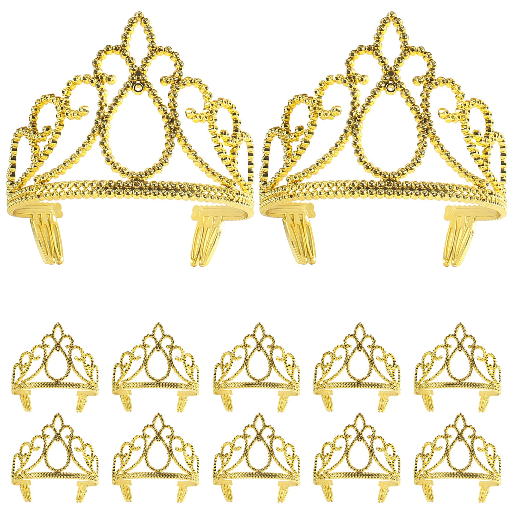 12 Pieces Princess Crowns for Girls Princess Crowns and Tiaras Dress up Costume Party Favor Accessories Gold Tiaras for Girls We