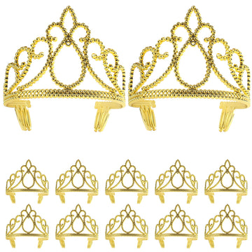 12 Pieces Princess Crowns for Girls Princess Crowns and Tiaras Dress up Costume Party Favor Accessories Gold Tiaras for Girls We