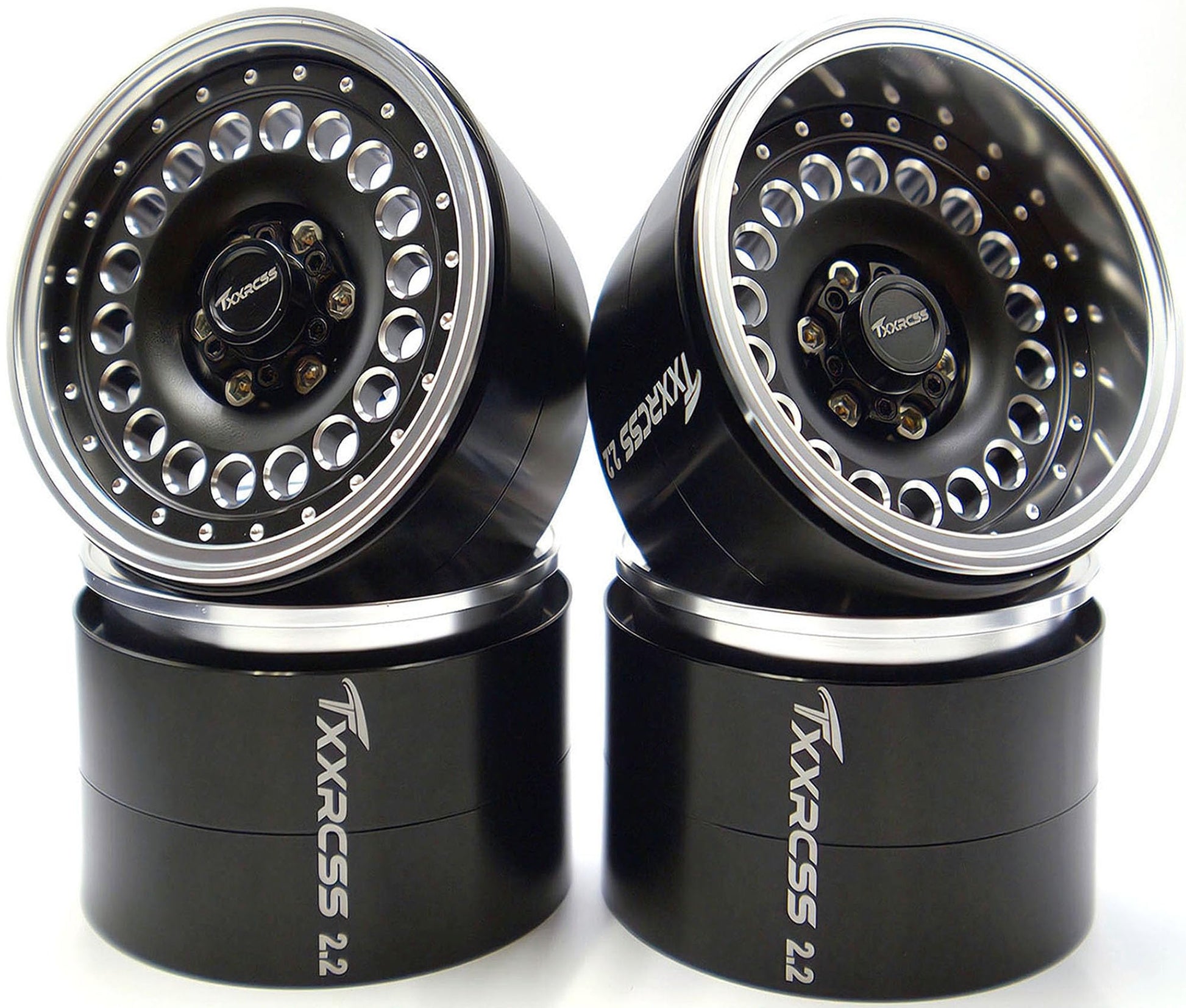 Txxrcss Adjustable 2 Offsets RC 2.2 Beadlock Wheels Rims Hub 1/10 Crawle Car Wheel Aluminum Upgrades for Remote Control SCX10 Ca