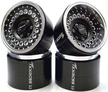 Txxrcss Adjustable 2 Offsets RC 2.2 Beadlock Wheels Rims Hub 1/10 Crawle Car Wheel Aluminum Upgrades for Remote Control SCX10 Ca