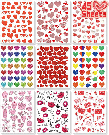 Linaye Valentines Heart Stickers For Kids - 2000Pcs Cute Valentines Day Stickers 45 Sheets Love Stickers For Cards Envelopes Cra