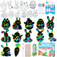 Max Fun Easter Crafts Kit Rainbow Color Scratch Paper Easter Ornaments (48 Counts)-Easter Craft Kit for Kids Easter Basket Stuff
