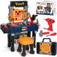 Kids Tool Bench with Electric Drill and Chair, Christmas Birthday Gift for Boys Girls Age 3,4,5+ Pretend Play Kids Tool Set, Tra