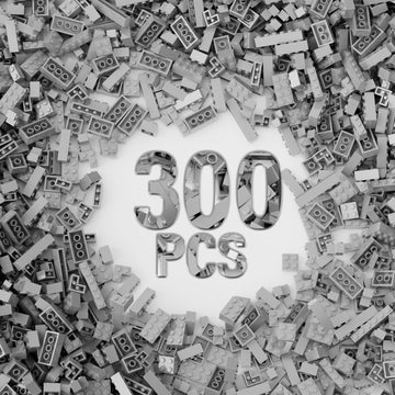 300 Piece Light Gray Bricks Bulk Assortment Pack, Dark Grey Brick Accessories For Building With 12 Size, Compatible With Lego Pa