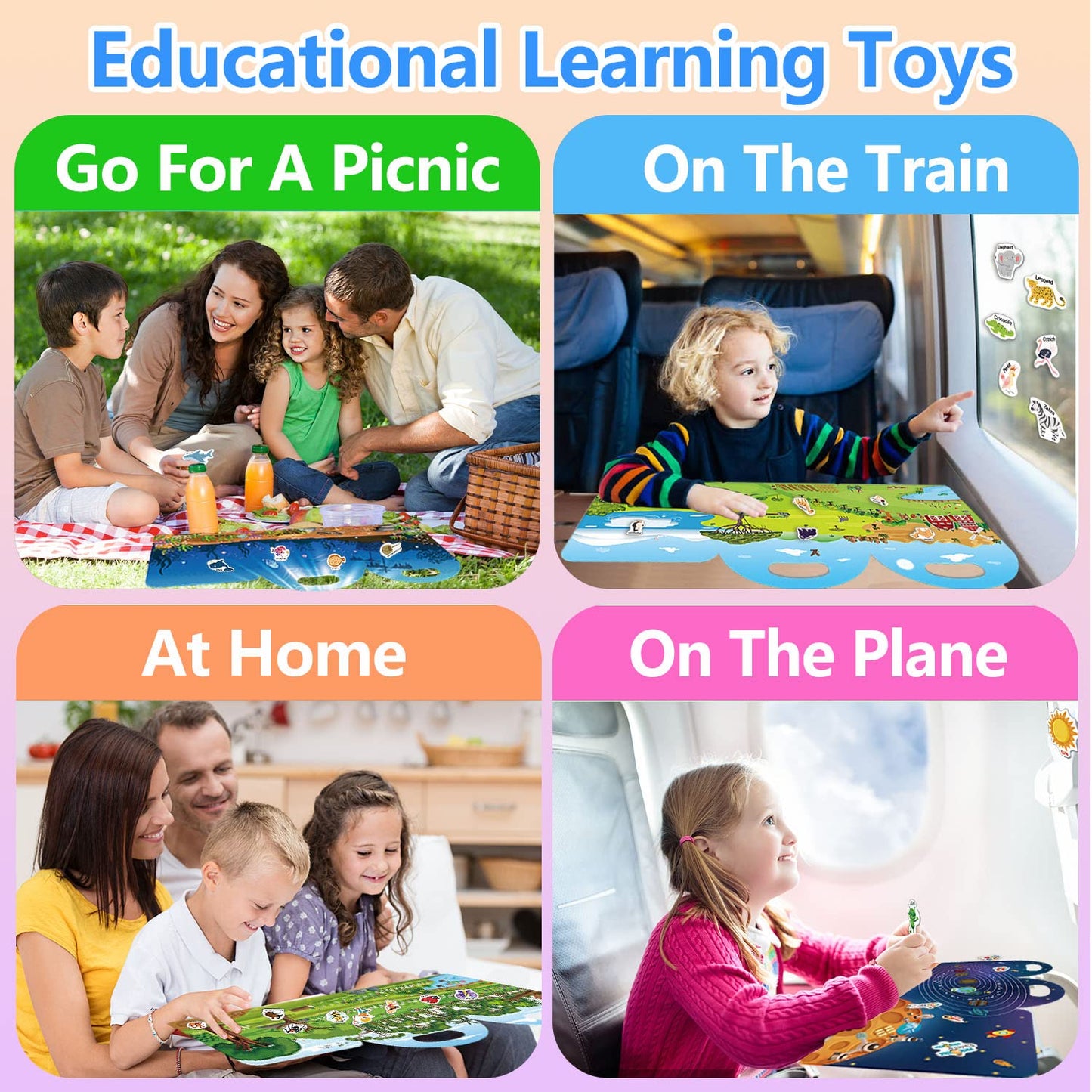 Igetooy Reusable Sticker Books For Toddlers 1-3, Sticker Book For Toddlers 2-4 Years, Toddler Travel Essential In The Car/Train/Plane