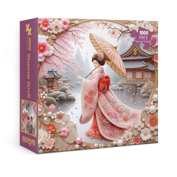Spring Elegant Geisha Puzzles for Adults 1000 Pieces, Japanese Landscape Jigsaw Puzzles, Cherry Blossom Art Puzzles