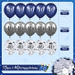 40Th Birthday Balloons Decorations, 15 Pcs Navy Blue Silver 40Th Happy Birthday Latex Inflatable Clear Confetti Balloon For Men Women 40 Anniversary Birthday Party Decor Indoor Outdoor Supplies12Inch