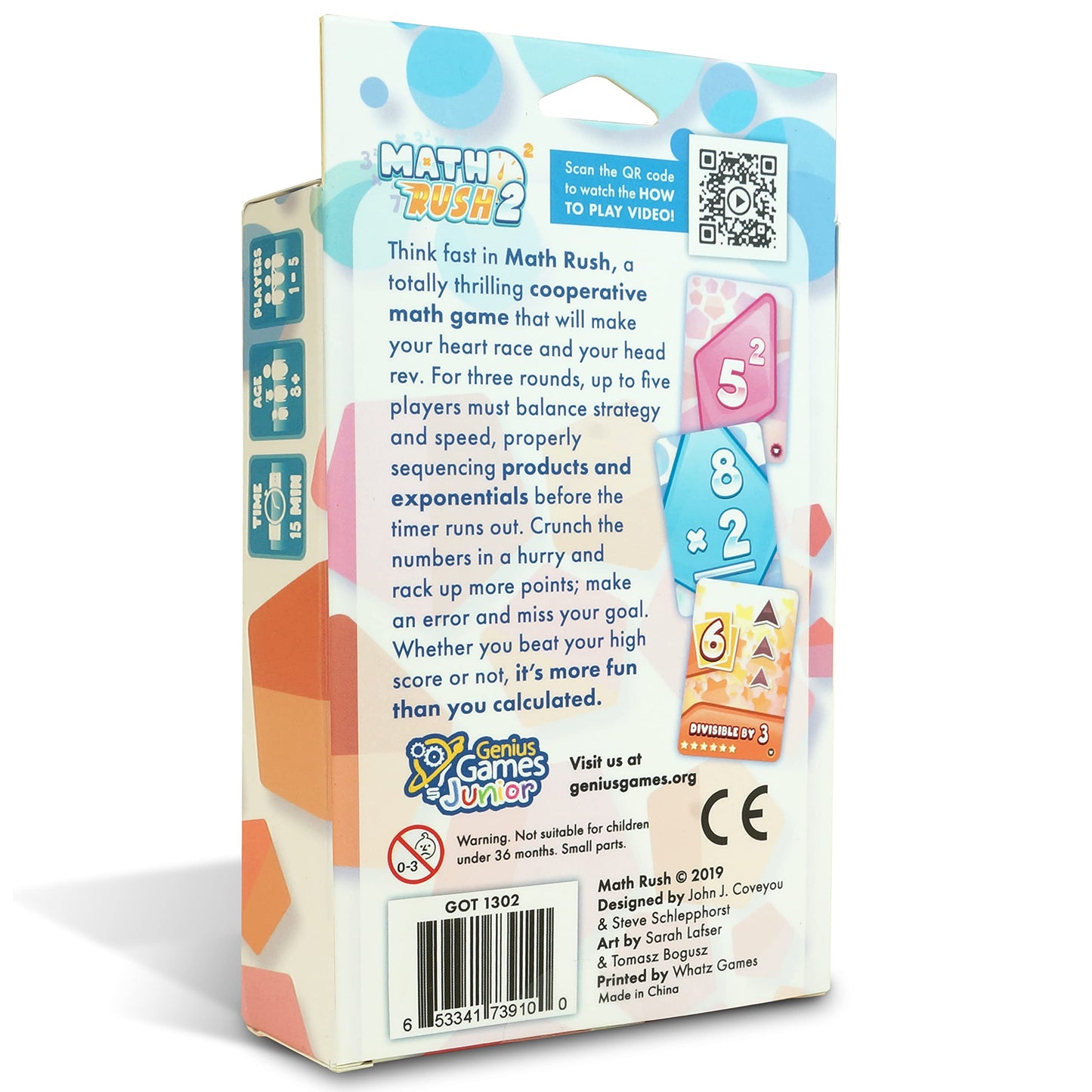 Genius Games Math Rush 2: Multiplication & Exponents - A Cooperative Time-Based Educational Math Flash Card Game For Kids, Students, And Families | Stem Game To Master Mental Math Skills
