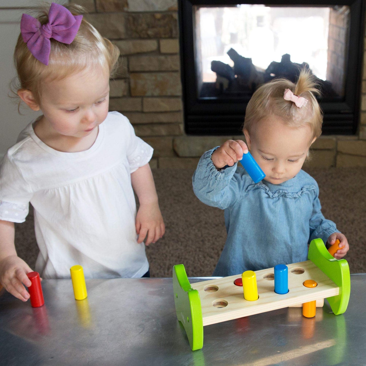 Fat Brain Toys Pound & Tap Hammer Bench - Wooden Fine Motor Skill Toy For Toddlers