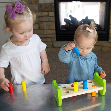 Fat Brain Toys Pound & Tap Hammer Bench - Wooden Fine Motor Skill Toy For Toddlers
