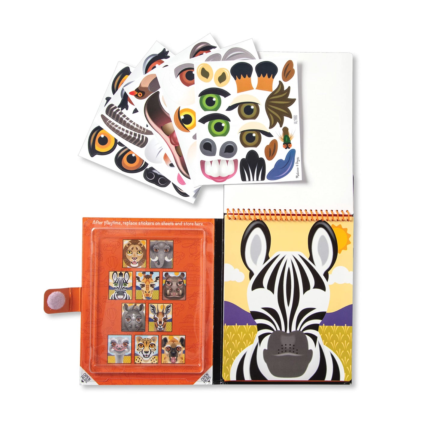 Melissa & Doug Make-a-Face Reusable Sticker Pad Animals 3-Pack (Safari, Farm, Pets) - Toddler Travel Toy Resuable Sticker Pads F