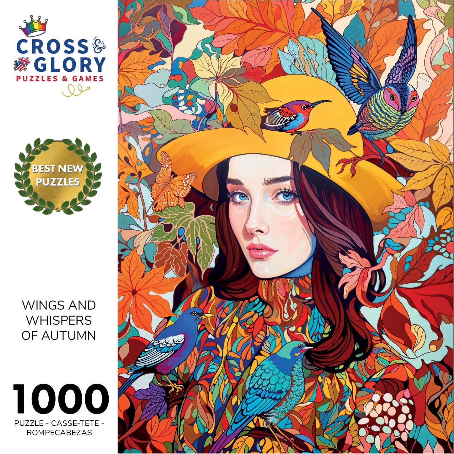 Cross & Glory 1000 Piece Jigsaw Puzzle - Wings and Whispers of Autumn, Large 20"x27", Satin Finish, CG-M-098, Cardboard