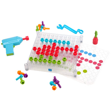 Educational Insights Design & Drill See-Through Creative Workshop: 136 Piece Set With Drill Toy, Kids Drill Sets, Stem Toy, Ages