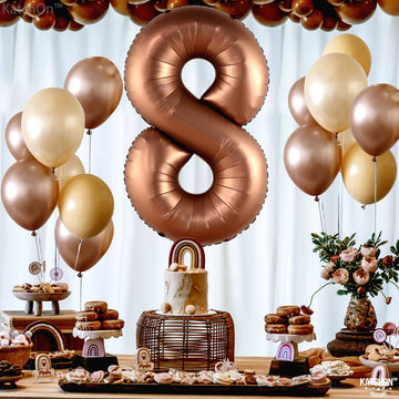 Giant, Coffee Brown 8 Balloon Number - 40 Inch, Brown 8 Birthday Balloon | 8Th Birthday Decorations For Boy, Girls | Safari Theme Party Decorations | 8 Year Old Balloon For 8Th Birthday Party Supplies