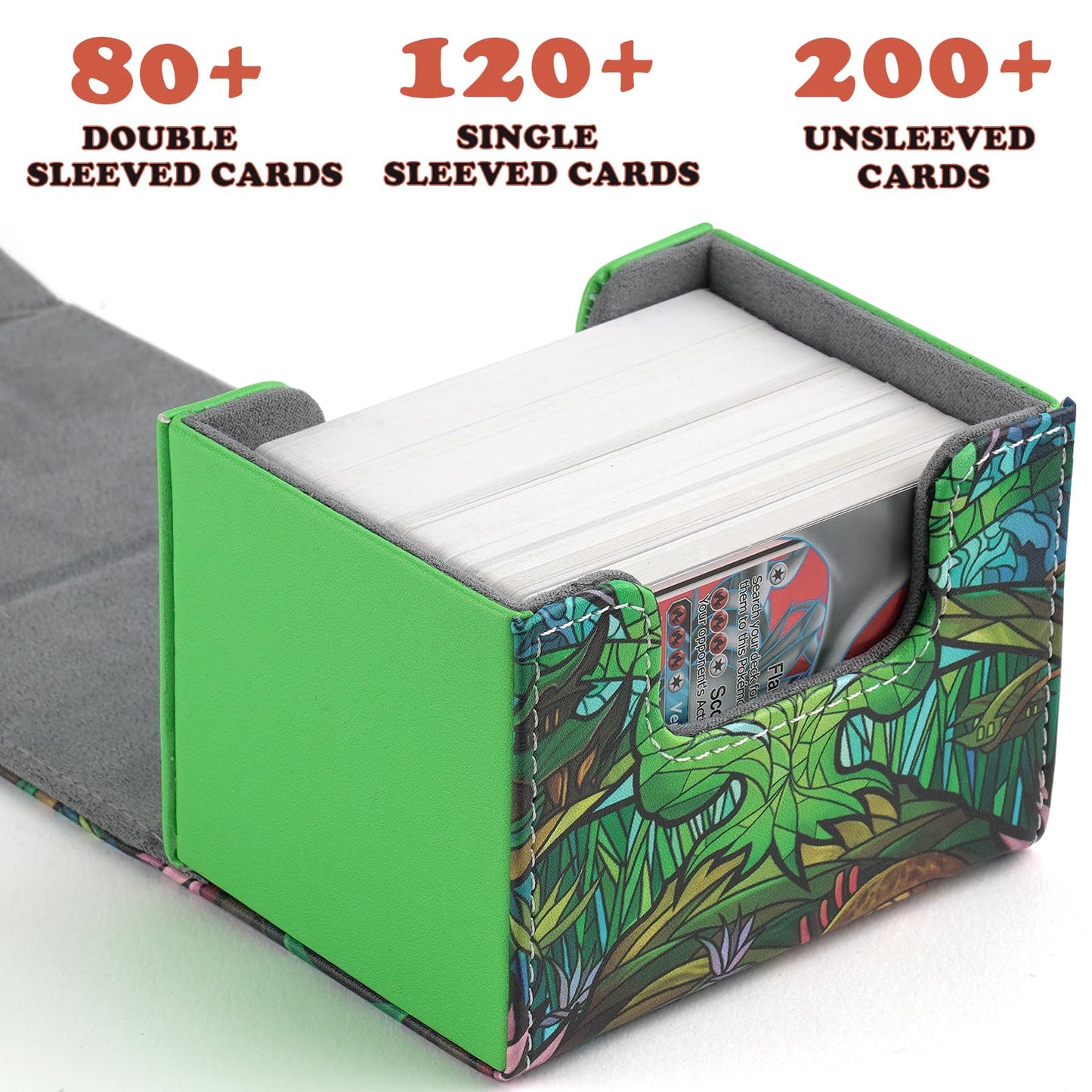 Deck Box for MTG Cards, Trading Commander Deck Case Holds 120+ Sleeved Cards, PU Leather Magnetic Collectible Card Storage Box F