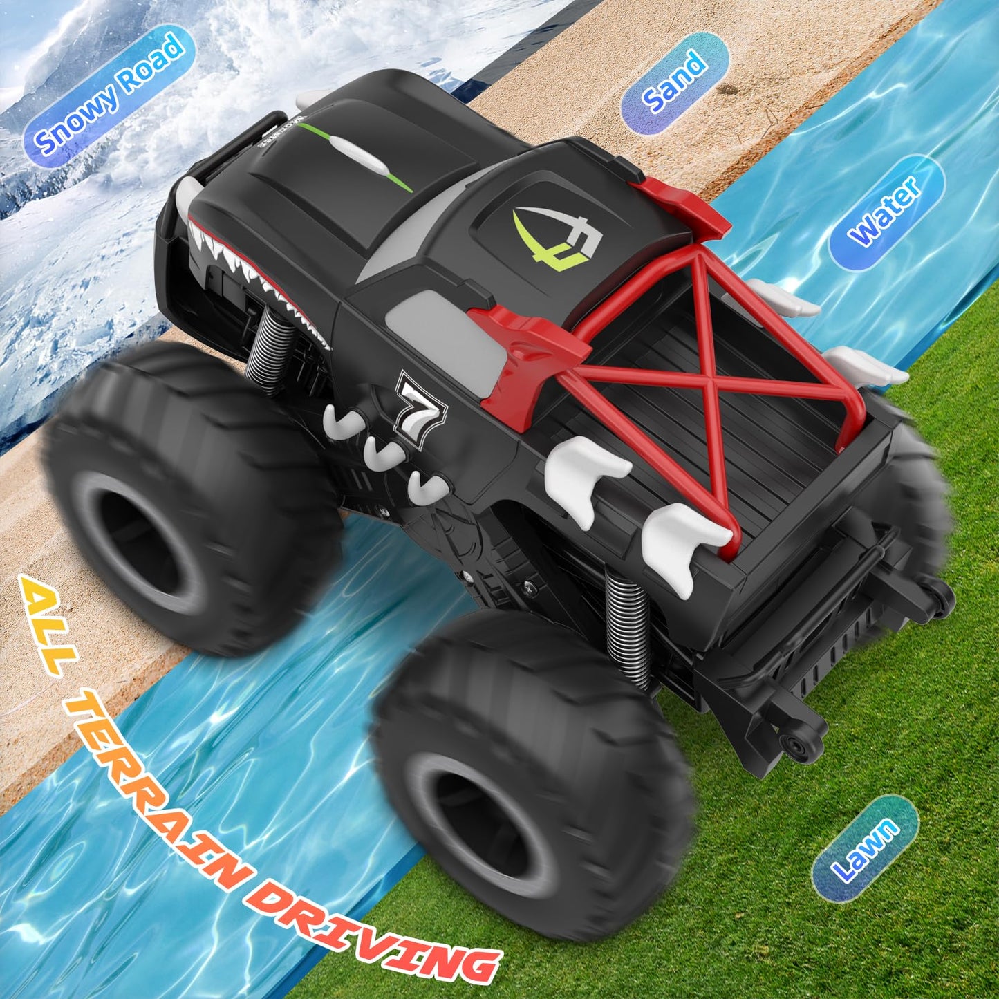 Sognotoy RC Monster Truck 1:16, Electric RC Car RC Monster Car 4WD Rock Crawler Scale Remote Control Truck Toy Cars,Waterproof&D