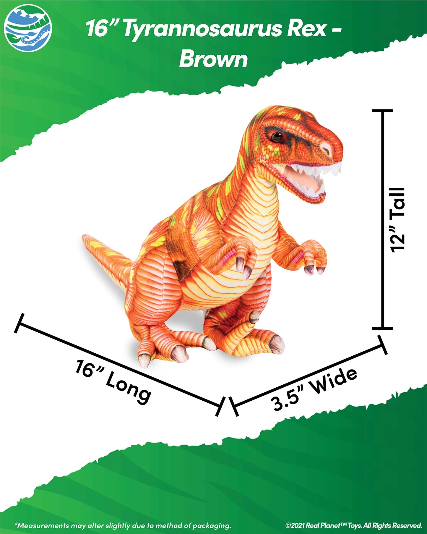 Real Planet 19' T Rex Stuffed Animal - Realistic Dinosaur Plush Toys, Dino Plushie, Cute Dinosaur Plush, Plush Dinosaur Stuffed Animal, (Orange T-Rex, 19') (16' Long)