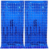 Propsicle 2 Pcs 3Ftx6Ft Blue Foil Fringe Square Blackout Curtains Happy Birthday Party, Anniversary, Bachelorette, Baby Shower, 