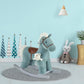 Qaba Kids Plush Ride-On Rocking Horse With Bear Toy, Children Chair With Soft Plush Toy & Fun Realistic Sounds, Blue