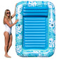 Aqua Inflatable Tanning Pool Lounger - Extra Large (80 x 56 in) - enhanced Pool Float with Cupholders and Removeable Pillow for Relaxation and Fun  Teal Palms Pattern