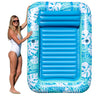 Aqua Inflatable Tanning Pool Lounger - Extra Large (80 x 56 in) - enhanced Pool Float with Cupholders and Removeable Pillow for Relaxation and Fun  Teal Palms Pattern