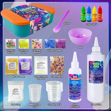 Yopinsand Diy Slime Kit, Galaxy Slime Making Kit For Girls, Butter Slime, Foam Slime, Glow In The Dark Slime With Add-Ins, Foam