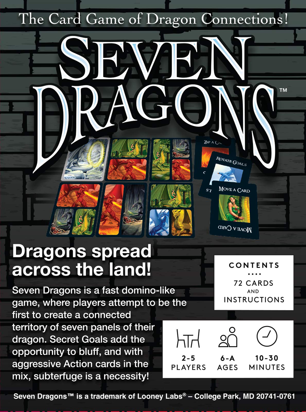 Looney Labs Seven Dragons Card Game - Strategic Gameplay, Multicolor, Model LOO039, Paper Material