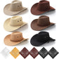 Zhanmai 12 Pcs Cowboy Hat and Bandana Cowboy Cowgirl Hats Bulk Western Party Costume Halloween Accessory (Brown Series,Hamp)